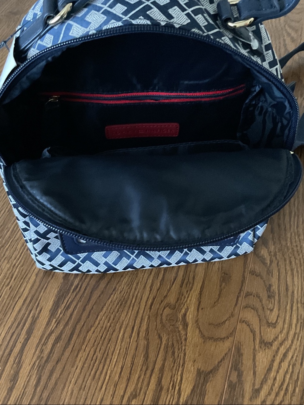 Tommy Hilfiger Navy White Monogram Mini Backpack with Signature Stripe - Picture 7 of 12